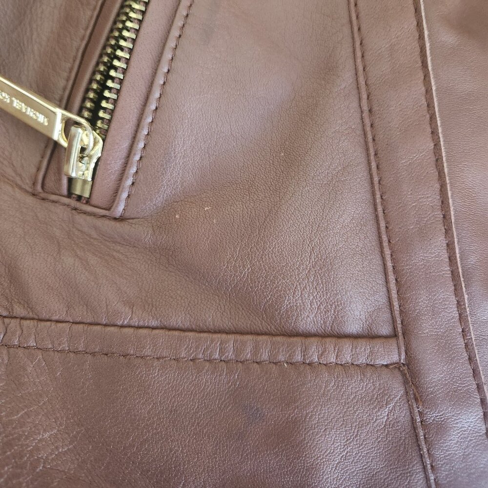 Michael Kors Leather Moto Jacket SZ 2 - Picture 7 of 8